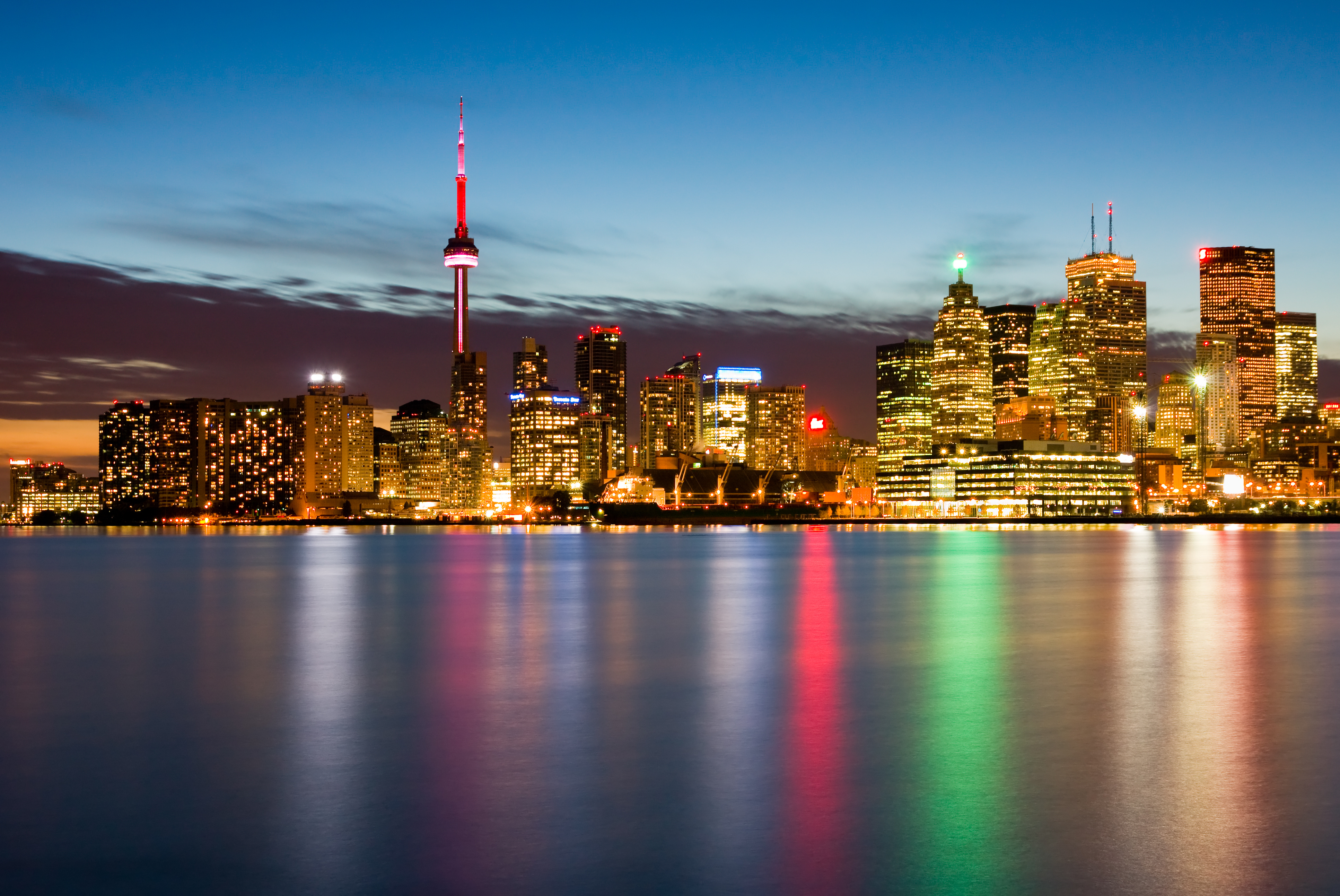 Toronto skyline on a newcomer's first night in Canada